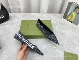 Gucci x Balenciaga The Hacker Project Square Knife Ballet Flat in Blue GG Supreme Canvas 2281559