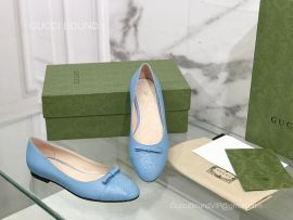 Gucci 2022 Vintage GG Leather Ballet Flat in Light Blue 2281567