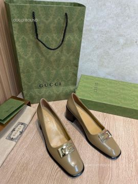 Gucci Square G Calf Leather Loafers in Green 55MM 2281582