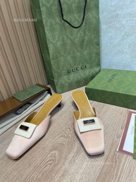 Gucci 2022 Satin Heeled Mules in Pink 40MM 2281586