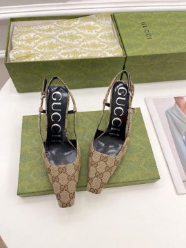 Gucci Beige and Ebony Original GG Canvas Slingback Pumps 75MM 2281589