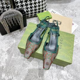 Gucci 100 Slingback Pump in Gray and Green Jacquard 45MM 2281598