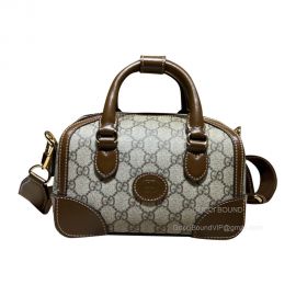 Gucci Mini Boston Travel Bag in Beige GG Supreme Canvas 723307 2291001