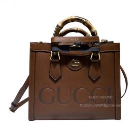 Gucci Diana Small Tote Bag with Bamboo Handle in Brown Leather 660195 2291004