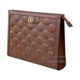 Gucci GG Matelasse Leather Pouch Clutch Bag in Brown 723780 2291005