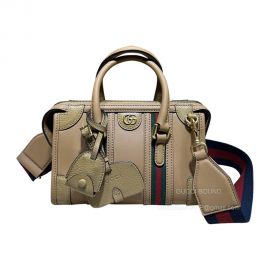 Gucci Mini Top Handle Bag with Double G in Light Brown Smooth Leather 715771 2291011