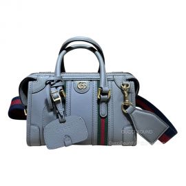 Gucci Mini Top Handle Bag with Double G in Gray Smooth Leather 715771 2291012