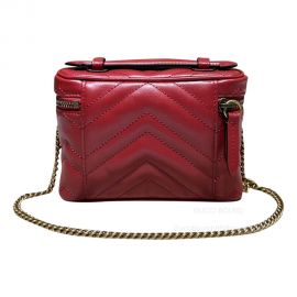 Gucci Mini Top Handle Bag with Chain in Red GG Matelasse Leather 723770 2291016