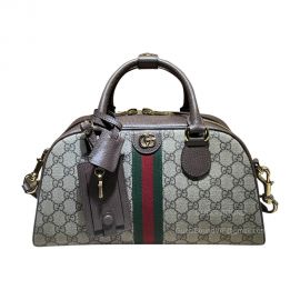 Gucci Ophidia Medium GG Top Handle Bag in Beige and Ebony GG Supreme Canvas 72457522910202