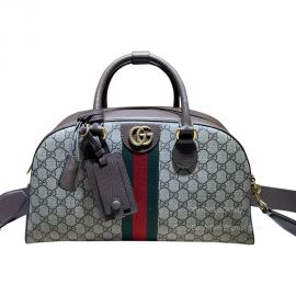 Gucci Ophidia Large GG Top Handle Bag in Beige and Ebony GG Supreme Canvas 723309 2291023