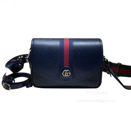 Gucci Ophidia Mini Shoulder Bag in Blue Leather with Blue Red Web 722117