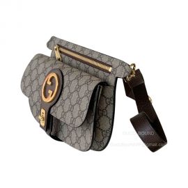 Gucci Blondie Belt Bag with Interlocking G Logo in Beige and Ebony GG Supreme Canvas 718154