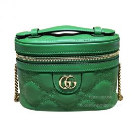 Gucci GG Matelasse Leather Top Handle Mini Bag with Chain in Green 723770