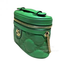 Gucci GG Matelasse Leather Top Handle Mini Bag with Chain in Green 723770