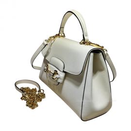 Gucci Horsebit 1955 Medium Top Handle Sholder Bag in White Leather 702049