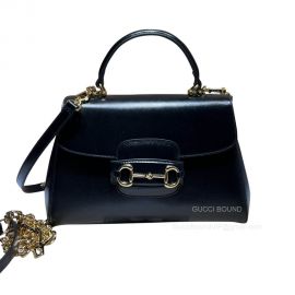 Gucci Horsebit 1955 Medium Top Handle Sholder Bag in Black Leather 702049