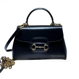 Gucci Horsebit 1955 Medium Top Handle Sholder Bag in Black Leather 702049