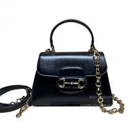Gucci Horsebit 1955 Mini Top Handle Bag in Black Leather 703848