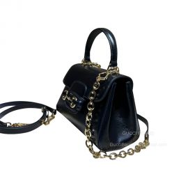 Gucci Horsebit 1955 Mini Top Handle Bag in Black Leather 703848