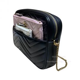 Gucci Double G Multi Use Mini Chain Clutch Crossbody Bag in Black Matelasse Leather 699758