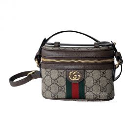Gucci Ophidia GG Top Handle Mini Bag in Begie and Ebony GG Supreme Canvas 699532
