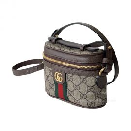 Gucci Ophidia GG Top Handle Mini Bag in Begie and Ebony GG Supreme Canvas 699532