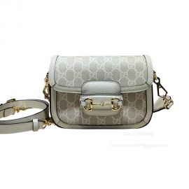 Gucci Horsebit 1955 GG Mini Crossbody Bag in Beige and White GG Supreme Canvas 658574