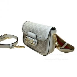 Gucci Horsebit 1955 GG Mini Crossbody Bag in Beige and White GG Supreme Canvas 658574