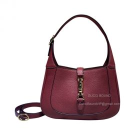 Gucci Jackie 1961 Small Natural Grain Leather Hobo Shoulder Bag in Red 636709