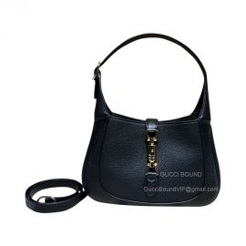 Gucci Jackie 1961 Small Natural Grain Leather Hobo Shoulder Bag in Black 636709