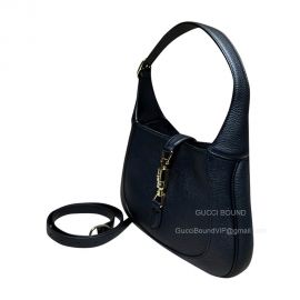 Gucci Jackie 1961 Small Natural Grain Leather Hobo Shoulder Bag in Black 636709