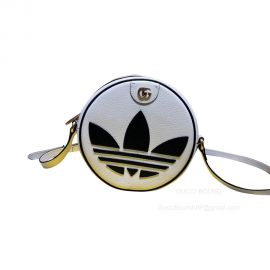 Gucci x adidas ophidia round shoulder bag in white leather 702626