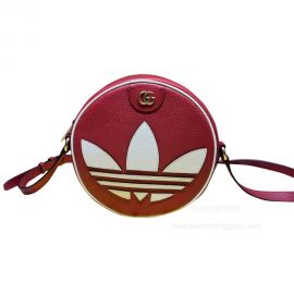 Gucci x adidas ophidia round shoulder bag in red leather 702626