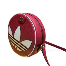 Gucci x adidas ophidia round shoulder bag in red leather 702626