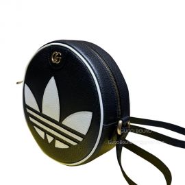 Gucci x adidas ophidia round shoulder bag in black leather 702626