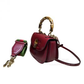 Gucci Bamboo 1947 Mini Top Handle Bag in Dark Red Leather 686864