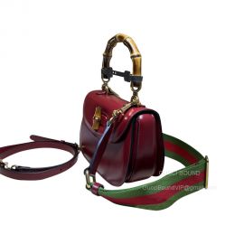 Gucci Bamboo 1947 Small Top Handle Bag in Dark Red Leather 675797