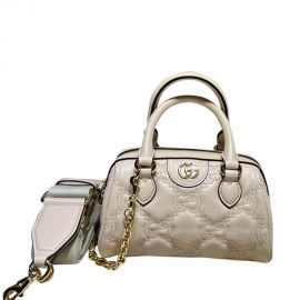 Gucci GG Matelasse Leather Top Handle Shoulder Bag in Beige 702251