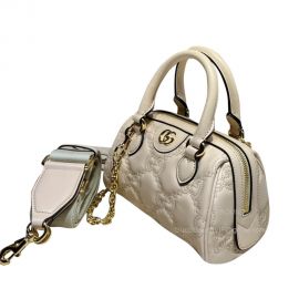 Gucci GG Matelasse Leather Top Handle Shoulder Bag in Beige 702251
