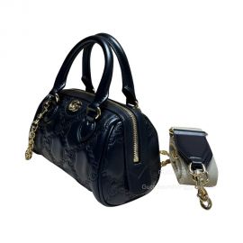 Gucci GG Matelasse Leather Top Handle Shoulder Bag in Black 702251