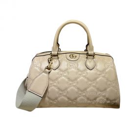 Gucci Large GG Matelasse Leather Top Handle Shoulder Bag in Beige 702242