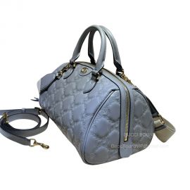 Gucci Large GG Matelasse Leather Top Handle Shoulder Bag in Gray 702242