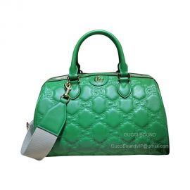 Gucci Large GG Matelasse Leather Top Handle Shoulder Bag in Green 702242