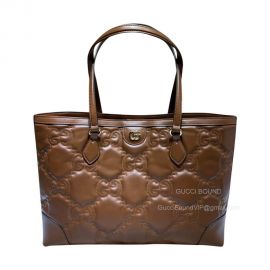 Gucci Medium GG Matelasse Leather Shopping TOte Bag in Brown 631685