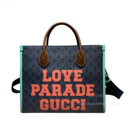 Gucci Love Parade Gucci Shopping Tote Bag in Black GG Supreme Canvas 680956