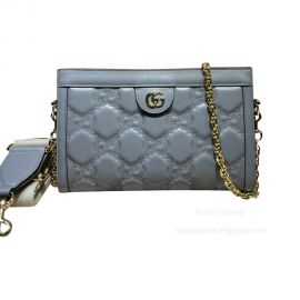 Gucci GG Matelasse Leather Chain Shoulder Bag in Dusty Gray GG Matelasse Leather 702200