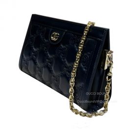 Gucci GG Matelasse Leather Chain Shoulder Bag in Black GG Matelasse Leather 702200