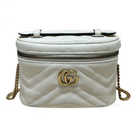 Gucci GG Marmont Mini Top Handle Bag in White Matelasse Leather 699515