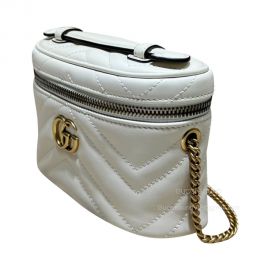 Gucci GG Marmont Mini Top Handle Bag in White Matelasse Leather 699515