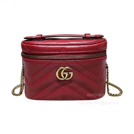 Gucci GG Marmont Mini Top Handle Bag in Red Matelasse Leather 699515